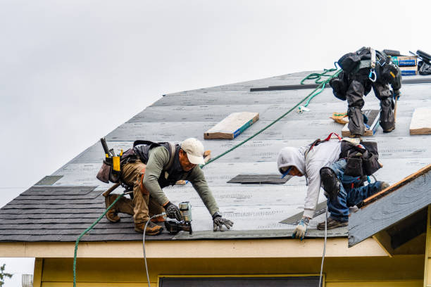Professional Gutter Installation technician working in Glidden, TX